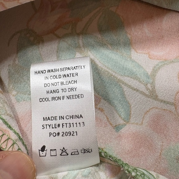 Fate Green and Orange Floral Silky Blouse - Picture 6 of 8